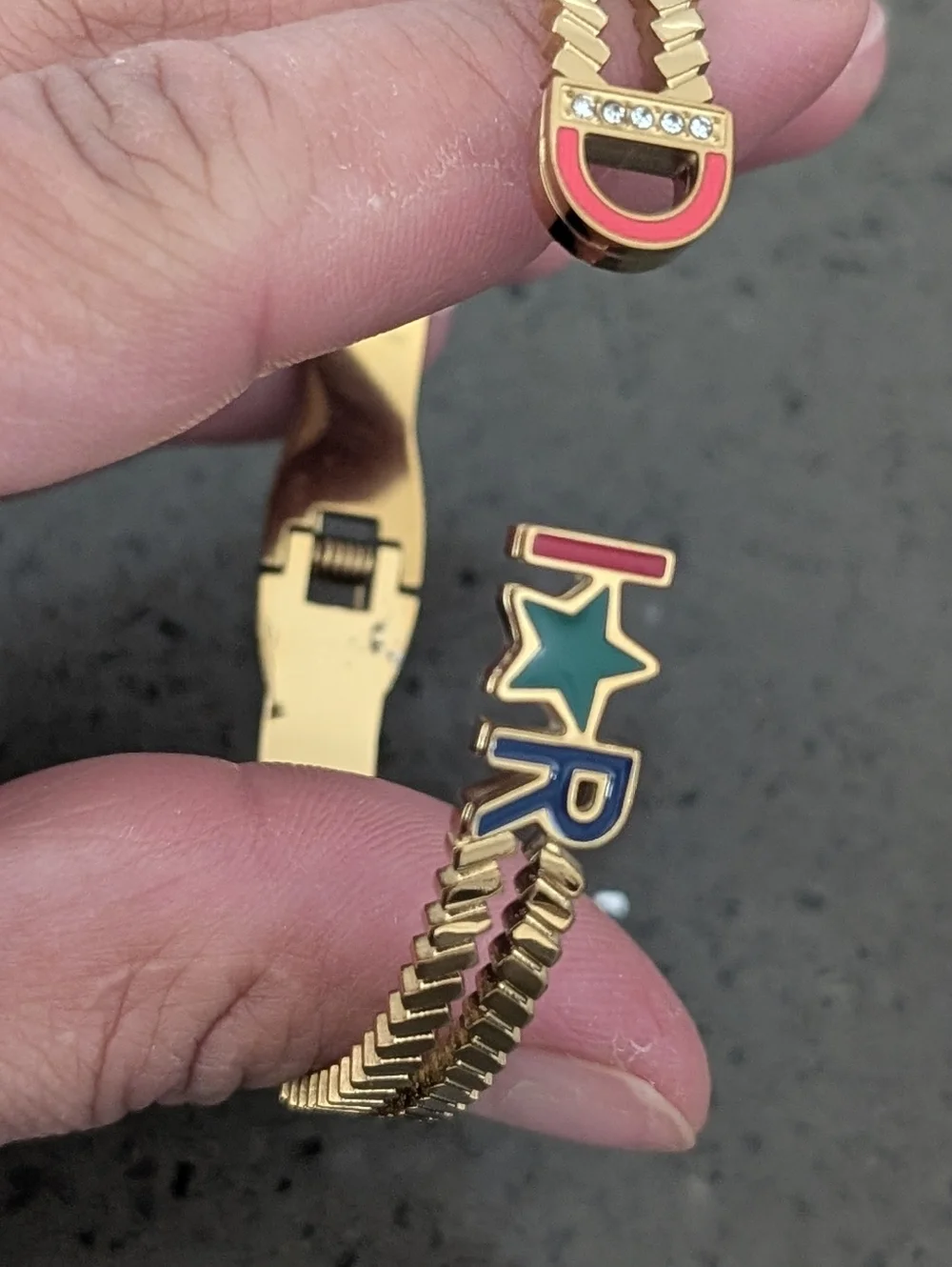Gold-Tone Multicolor Letter & Star Bracelet DI🌟R - Picture 9 of 10